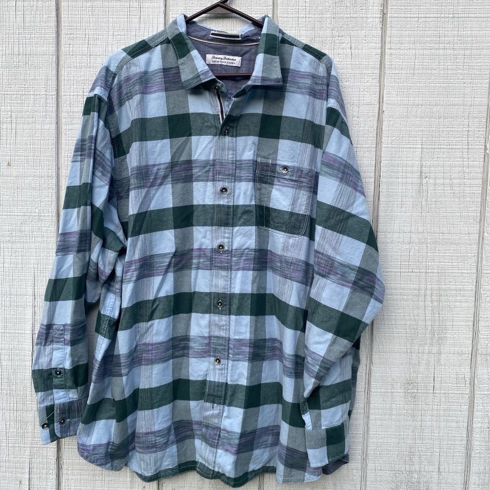 Tommy Bahama Tall Men's Canyon Beach Flannel Plaid 2XLB Buttonup‎ Longsleeved